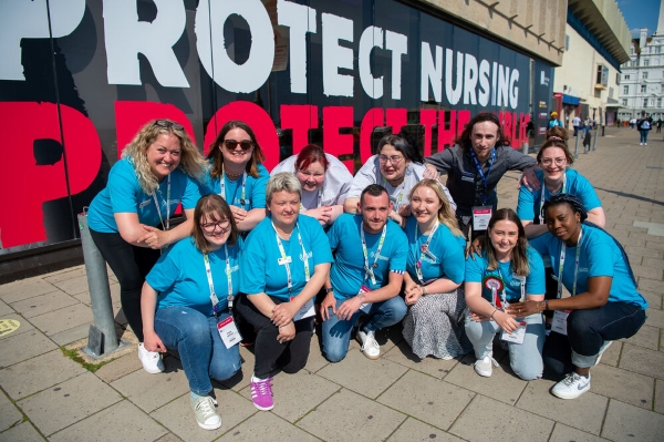 Group shot of happy looking RCN student ambassadors at RCN Congress
