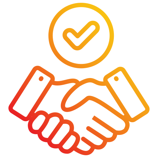 Graphic of a handshake with a tick above it