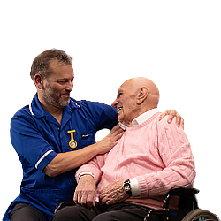 a nurse smiling with a patient