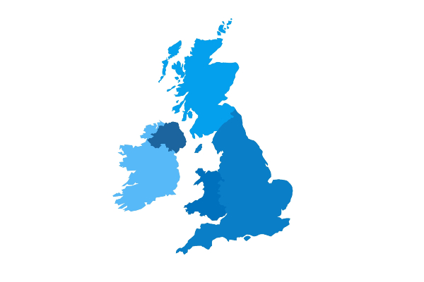 Blue graphic of the United Kingdom