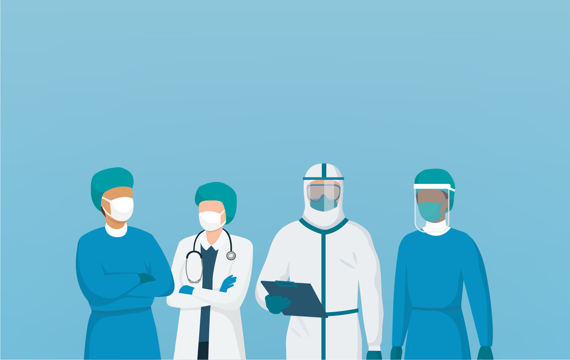 Illustration of nursing staff in PPE