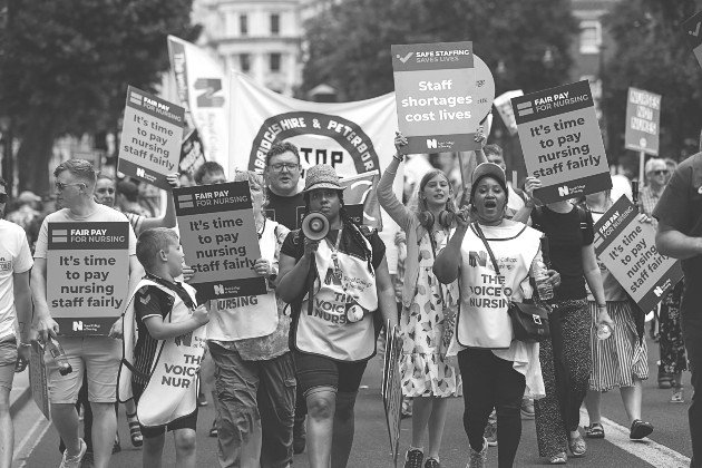 RCN nursing members demonstrating for fair pay