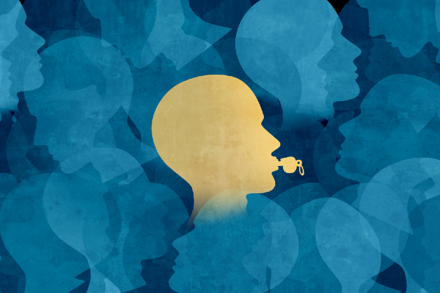 Graphic of a person blowing a whistle
