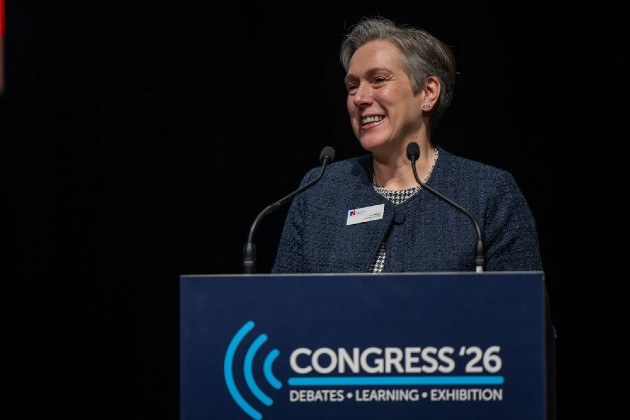 RCN Chief Nursing Officer Professor Lynn Woolsey speaking at Congress 2026