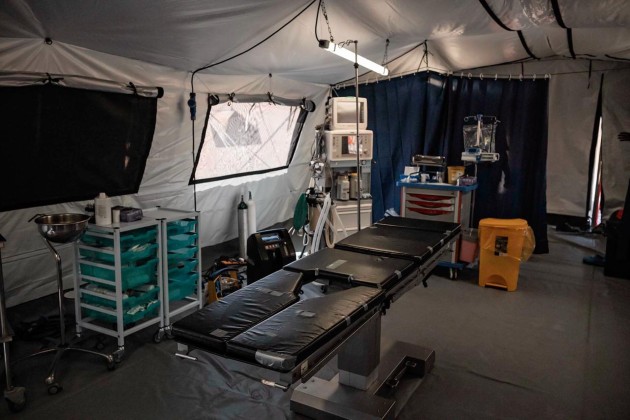 hospital room with bed and supplies Gaza
