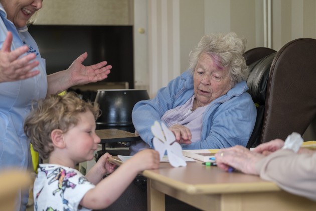 Child, resident and staff at Bryn Marl nursing home