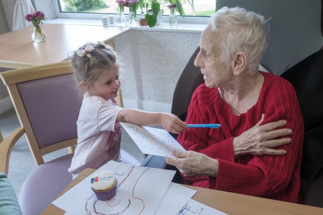 Resident and child at Bryn Marl nursing home