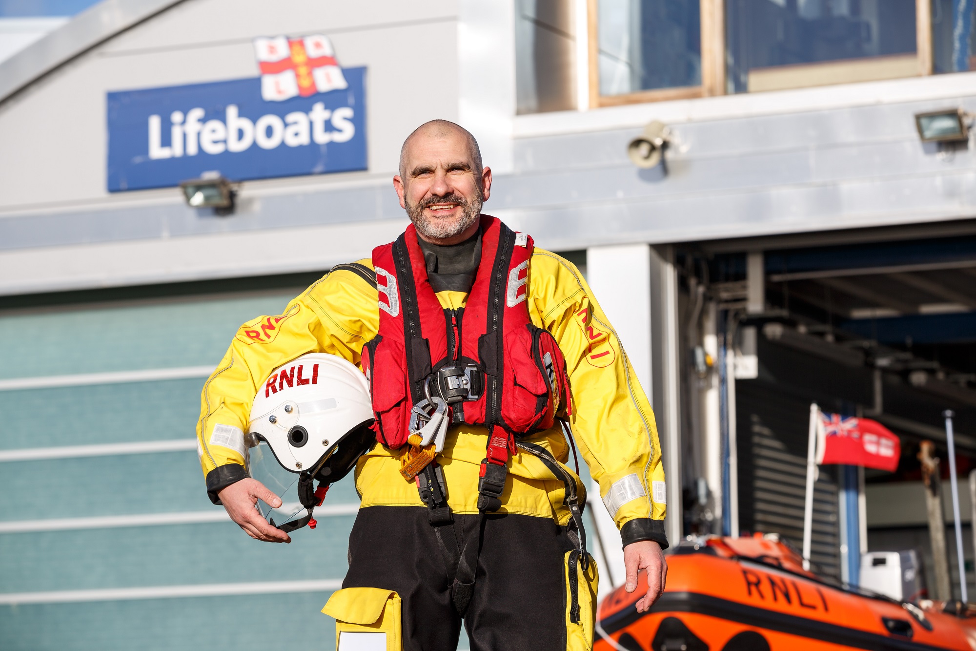 Iain outside lifeboat station