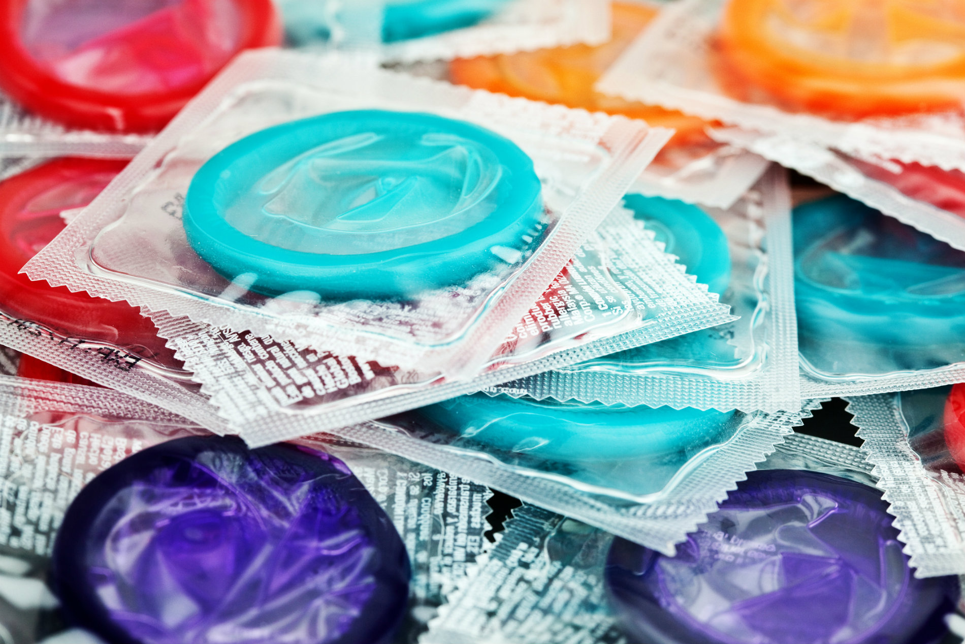 Colourful condoms