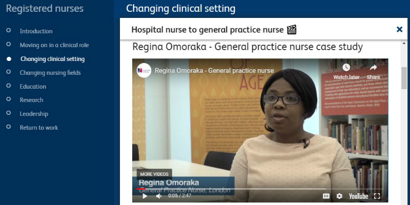 Screenshot from the careers resource page