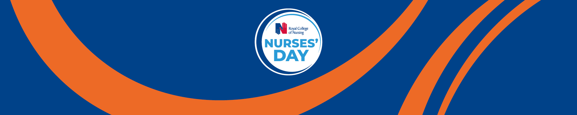 Nurses' Day logo on a blue and orange background