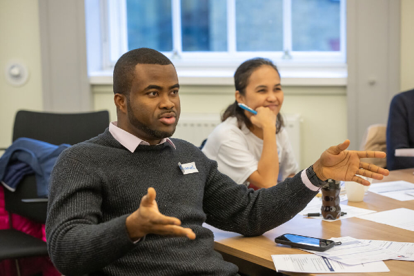 RCN member talking in a meeting at RCN HQ, London