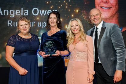 RCN Wales Nurse of the Year 2024, Angela Owen accepting Independent Sector award